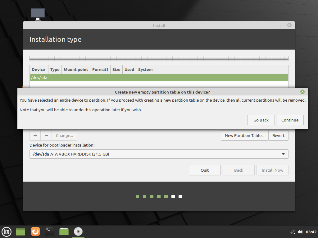 New partition table 2